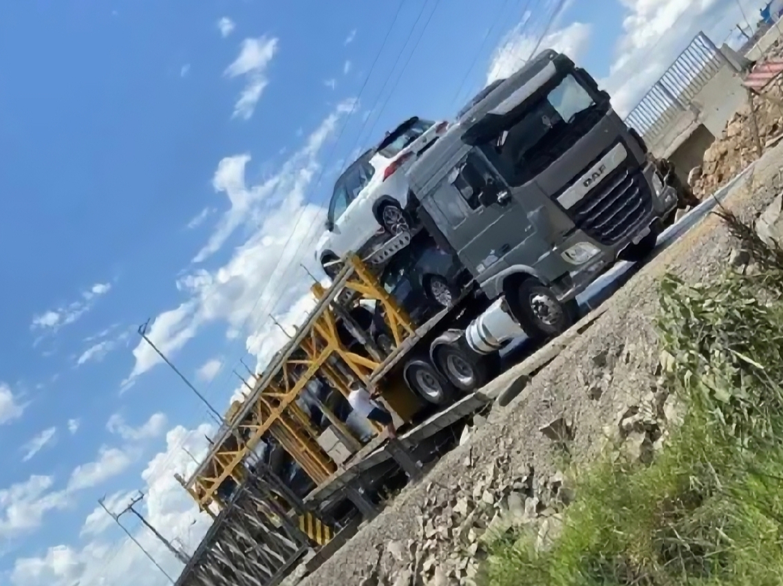 Cegonha DAF transportando veículos novos